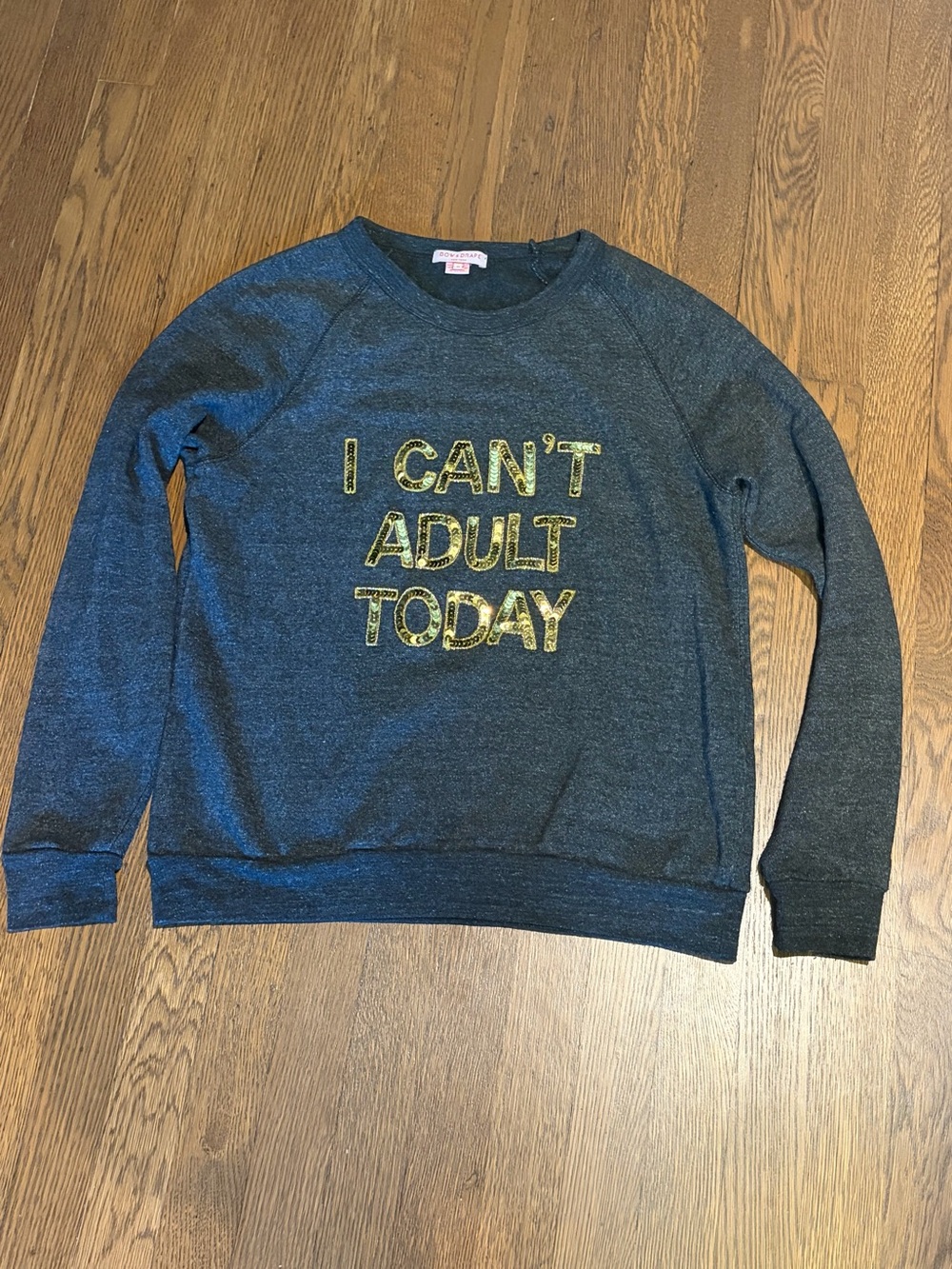 Bow & Drape Dark Gray Crewneck Sweatshirt with Yellow Lettering